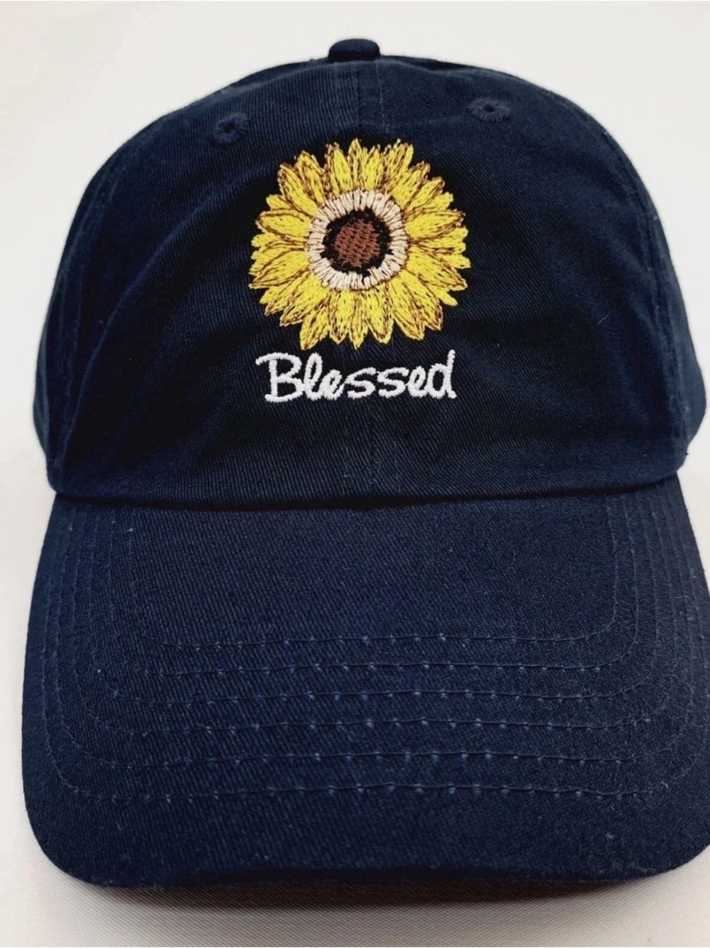 Blessed Women's Hat Cap Religious Christian Relaxed Cotton Blue Embroidered